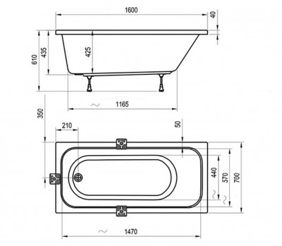 RAVAK C731000000 Акриловая ванна Chrome 160 см белый
