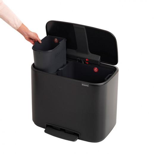 Brabantia Bo 121227 мусорный бак с педалью (11 л + 23 л), черный матовый