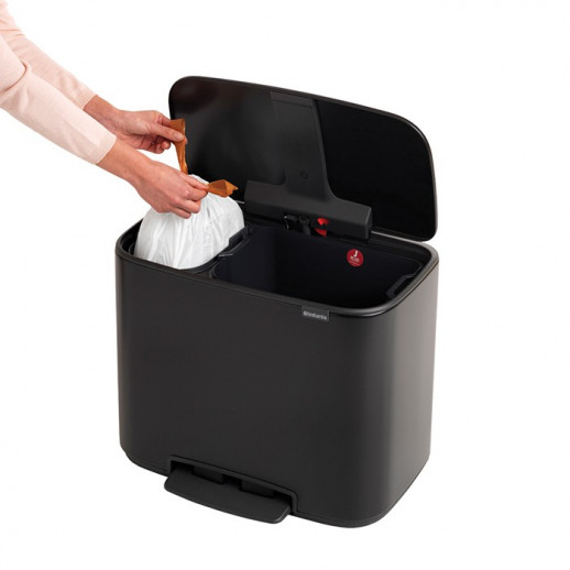 Brabantia Bo 121227 мусорный бак с педалью (11 л + 23 л), черный матовый