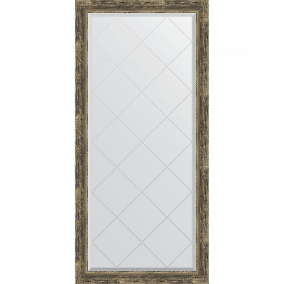 Зеркало настенное Evoform ExclusiveG 135х73 BY 4264 с гравировкой в багетной раме Старое дерево с плетением 70 мм