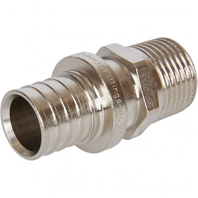 Переходник с наружной резьбой STOUT 20х2.0x1/2" никелированный для труб из сшитого полиэтилена аксиальный SFA-0001-200212
