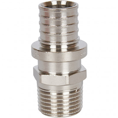Переходник с наружной резьбой STOUT 20х2.0x1/2" никелированный для труб из сшитого полиэтилена аксиальный SFA-0001-200212