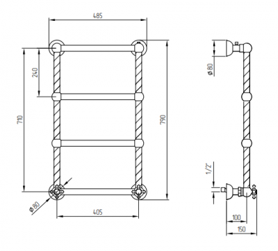 MIGLIORE EDERA 20302 полотенцесушитель водяной, золото