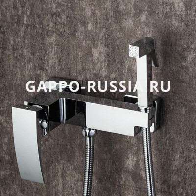 Смеситель с гигиеническим душем Gappo настенный однорычажный хром (G2007)