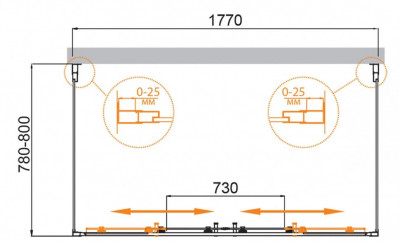 Душевой уголок CEZARES 180 x 80 x 195 см прямоугольная хром (MOLVENO-AH-22-180/80-C-Cr-IV)