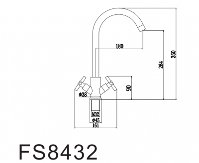 Смеситель Fmark FS8432H для мойки нерж сталь черный вентильный