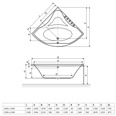 Excellent GLAMOUR ванна акриловая 150х150 см, белая