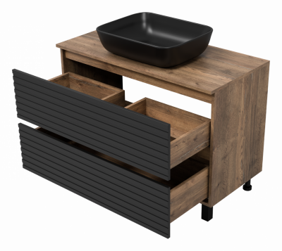 Тумба под раковину напольная Brevita Dakota 1000x480x620 черный, темное дерево (DAK-07100-19/02-2Я)