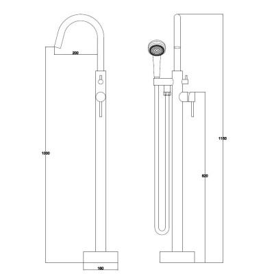 Напольный смеситель для ванны Kaiser Merkur 26182, хром