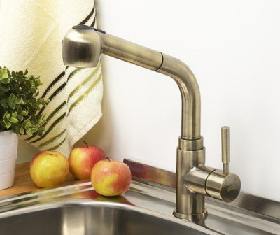 WasserKRAFT А8237 смеситель для кухни с выдвижной лейкой, светлая бронза