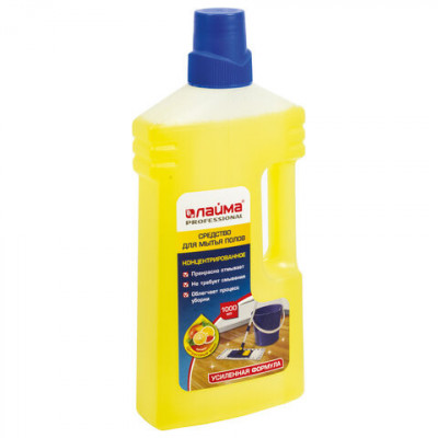 Средство для мытья пола 1 л, ЛАЙМА PROFESSIONAL концентрат, "Цитрусовый микс", усиленная формула, 604795