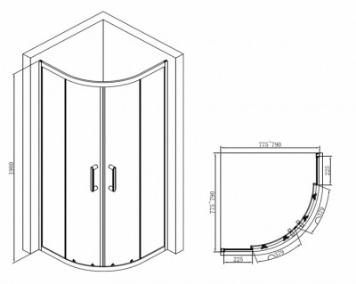 Душевой уголок ABBER Schwarzer Diamant AG01080B, 80х80 см