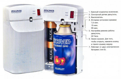 Диспенсер электронный для аэрозольного освежителя воздуха DISCOVER, белый