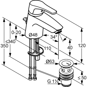 Смеситель для раковины KLUDI Tercio хром 381810575