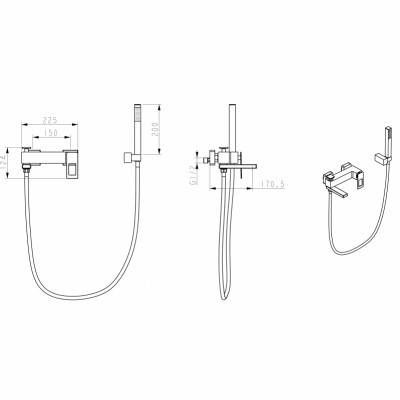 Смеситель для ванны Boheme Q 143-CRG.2 с душем, хром/золото