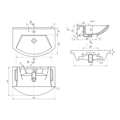 Мебельный умывальник Dreja ALFA 55 см, белая керамика