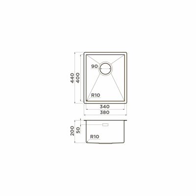 Мойка Omoikiri прямоугольная 380х440 мм Taki 38-U, IF-LG нерж.сталь, светлое золото (4973092)