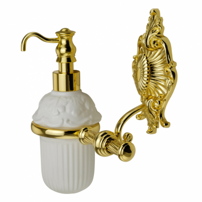 MIGLIORE Elisabetta 17062 дозатор для жидкого мыла с держателем, золото/белый
