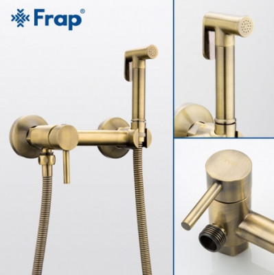 Смеситель Frap с гигиеническим душем однорычажный бронза (F7503-4)