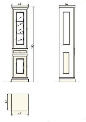 Шкаф пенал в ванную Migliore Ravenna 44 R 27074 слоновая кость золото