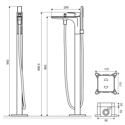 Смеситель для ванны отдельностоящий EXCELLENT Keria хром (AREX.2055CR)