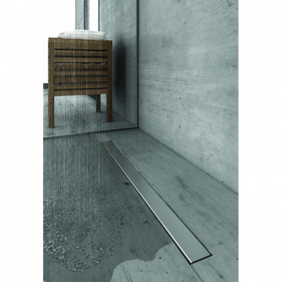 Желоб BERGES водосток C1 Norma 900, матовый хром, S-сифон D50/105мм H50 вертикальный