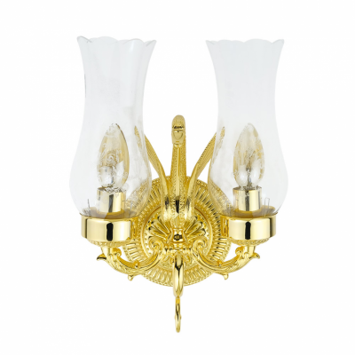 MIGLIORE Luxor 26157 светильник настенный двойной с плафонами (большая розетка), стекло/золото