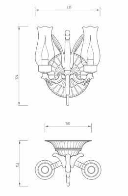 MIGLIORE Luxor 26157 светильник настенный двойной с плафонами (большая розетка), стекло/золото