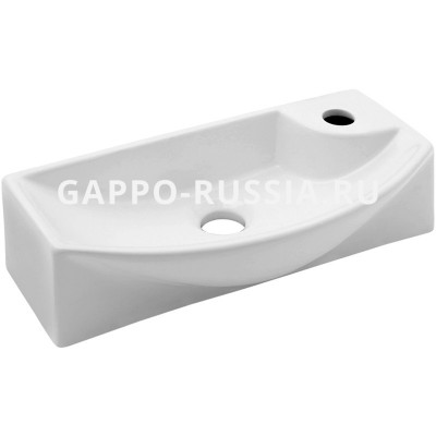 Раковина керамическая Gappo подвесная прямоугольная белая (GT707L) 45,5x22x13 см