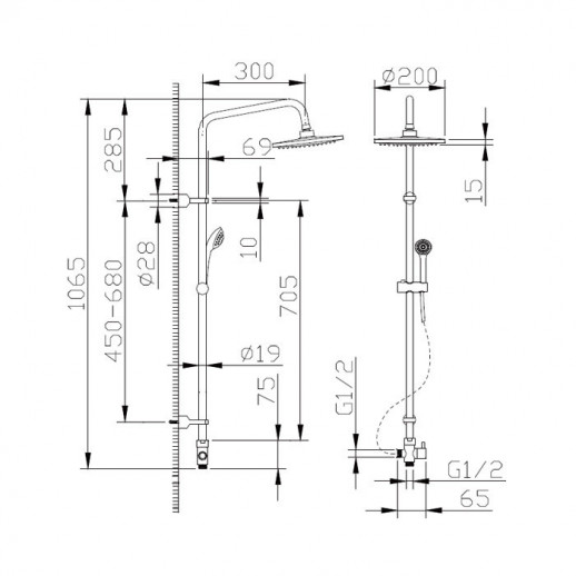 Bravat Fit -R D283CP-2-RUS душевая колонка без смесителям, хром