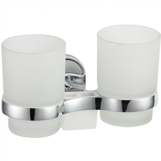 Стакан для зубных щеток Haiba HB1908 двойной (металл стекло) хром