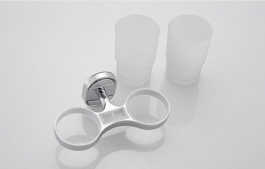 Стакан для зубных щеток Haiba HB1908 двойной (металл стекло) хром