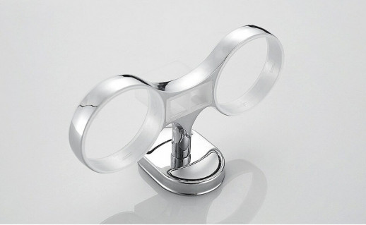 Стакан для зубных щеток Haiba HB1908 двойной (металл стекло) хром