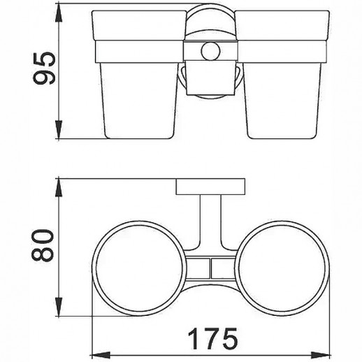 Стакан для зубных щеток Haiba HB1908 двойной (металл стекло) хром