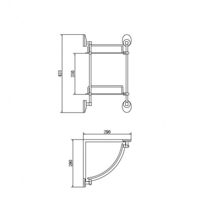 Полка стеклянная угловая FASHUN A1607-2, хром