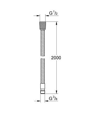 Душевой шланг GROHE Relexaflex для бортика ванны, 2000 мм, хром (28158000)