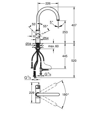 Смеситель для кухни GROHE Blue с высоким изливом для водопроводной и фильтрованной воды, хром (33251000)