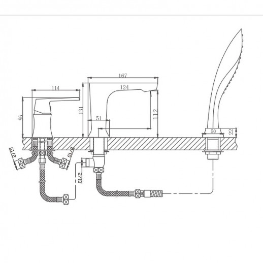 Смеситель на борт ванны Haiba HB80804 (латунь) белый