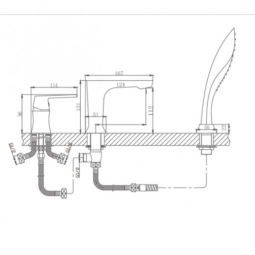 Смеситель на борт ванны Haiba HB80804 (латунь) белый