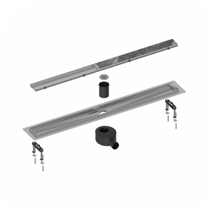 Душевой лоток TIMO Drain System 600 с двусторонней панелью "plate" под плитку, хром