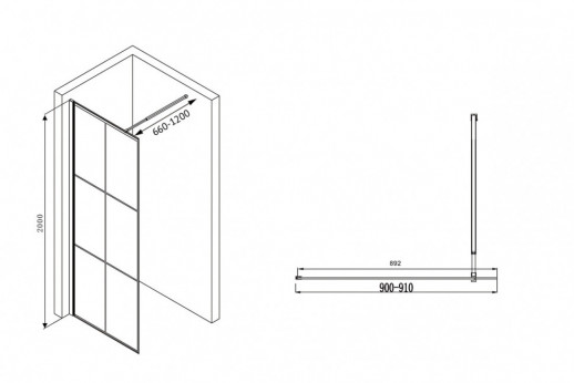 Душевая перегородка ABBER Immer Offen AG62090B