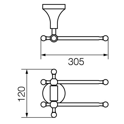 VERAGIO GIALETTA CHROMO VR.GIL-6424.CR полотенцедержатель двойной поворотный 30 см, хром