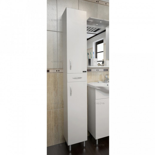 Шкаф-пенал для ванной узкий СаНта Стандарт 24 напольный 240*1810*26,5 см, белый