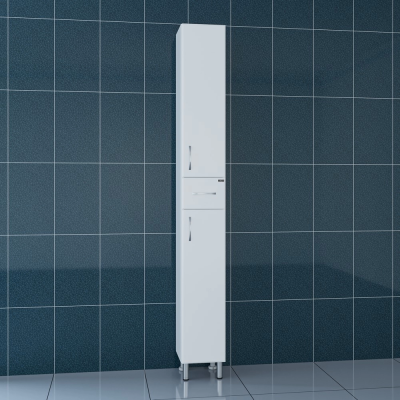 Шкаф-пенал для ванной узкий СаНта Стандарт 24 напольный 240*1810*26,5 см, белый