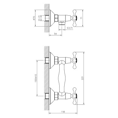 Смеситель для душа Decoroom DR54055 хром с душевым гарнитуром