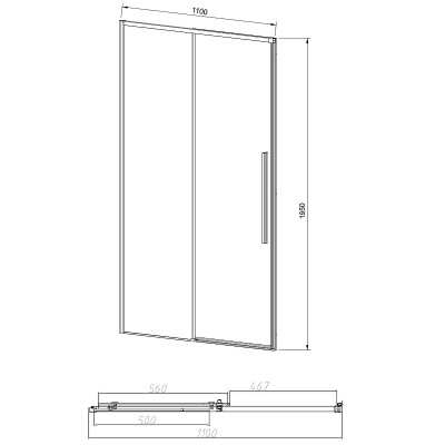 Душевая дверь Vincea Slim-N 110 VDS-4SN110CGB пр-ль черный стекло тонированное