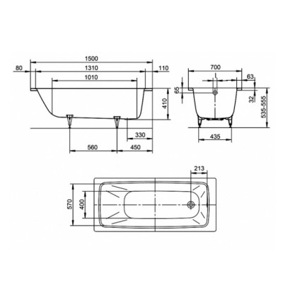 Kaldewei Cayono 747 стальная ванна без гидромассажа (сталь 3,5 мм), 150 см х 70 см