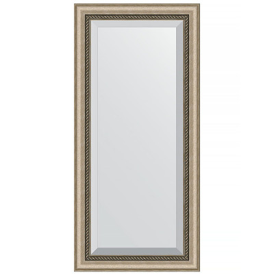 Зеркало настенное Evoform Exclusive 113х53 BY 1142 с фацетом в багетной раме Состаренное серебро с плетением 70 мм