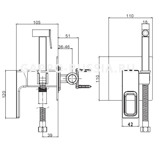 Смеситель с гигиеническим душем Gappo белый/хром (G7217-8)