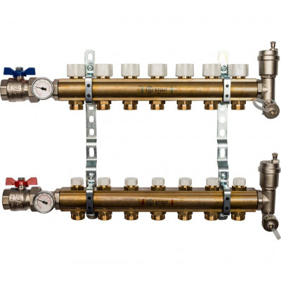 Распределительный коллектор из латуни без расходомеров 7 вых STOUT (SMB 0468 000007)